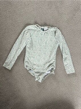 Minnow Swim: Long Sleeve Floral Kids One-Piece Swimsuit